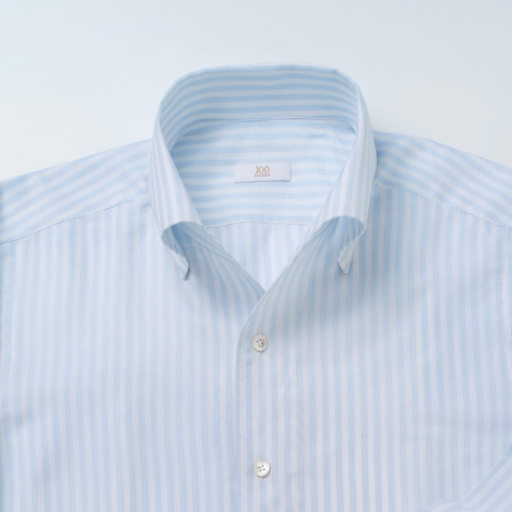 100Hands | Hand Made | Luxury Shirt | Signature One Piece Collar Bengal Stripe - Gold Line EU37