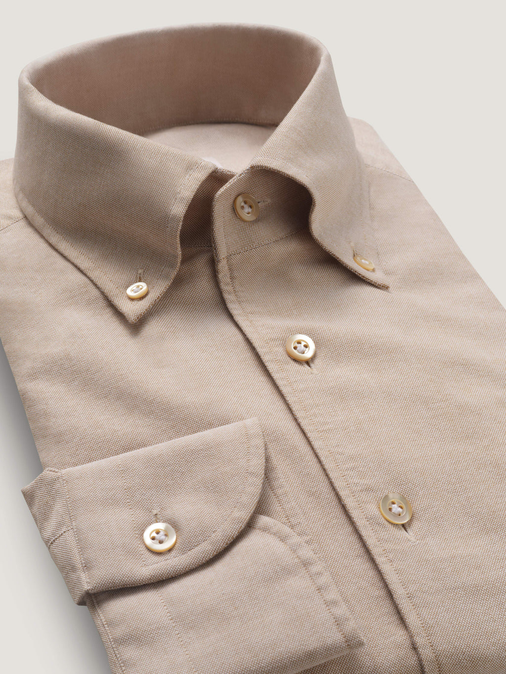 100Hands | Hand Made | Luxury Shirt | Sand Oxford One Piece Collar Shirt EU45 100Hands | Hand Made | Luxury Shirt | Sand Oxford One Piece Collar Shirt EU45