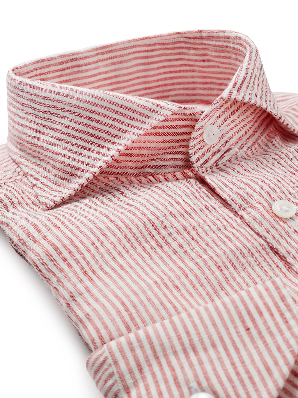Red Striped Irish Cotton-Linen Shirt – 100HANDS