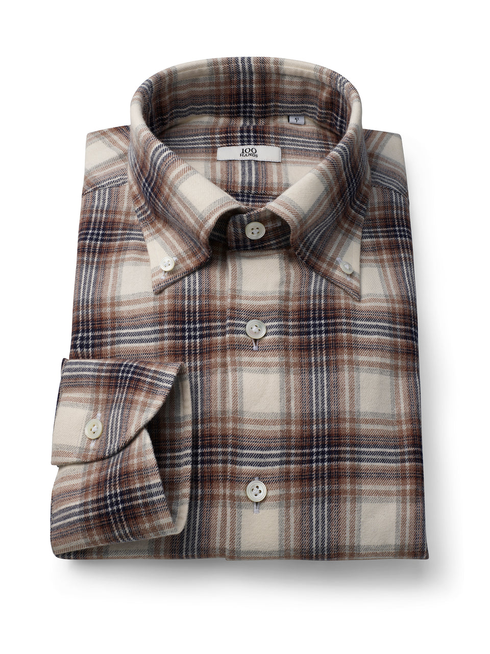 Japanese Beige Brown Plaid Flannel