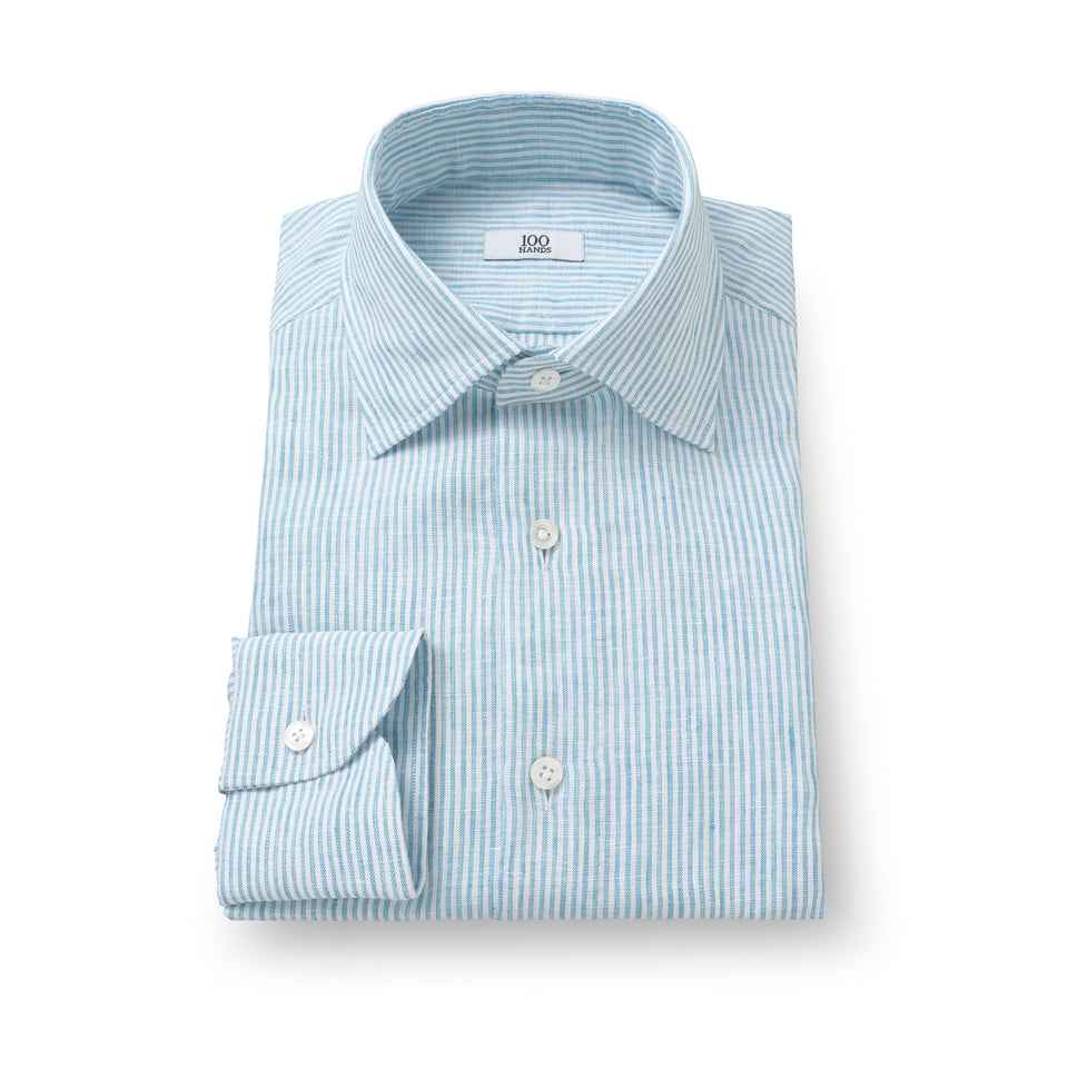 Ocean Blue Bengal Stripe Linen Shirt