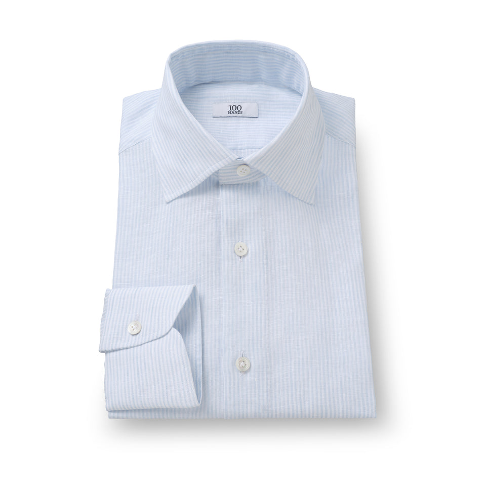 Ice Blue Bengal Stripe Linen Shirt