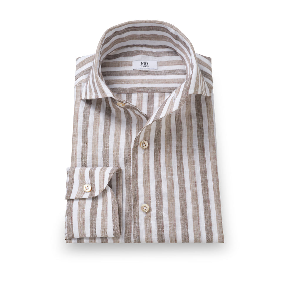 Multi Brown Chambray Linen Shirt