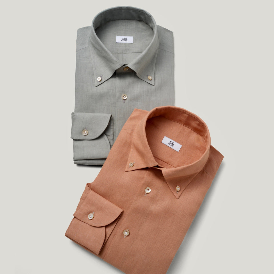 Two Exclusive Linen Shirts Combo- Green and Rust