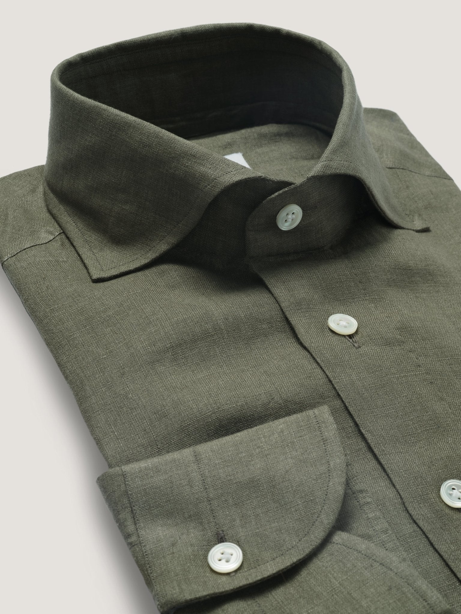 Bestseller Olive Green Linen Shirt 100HANDS