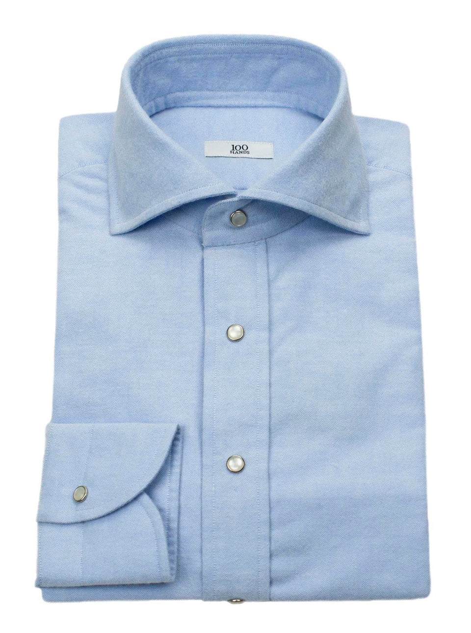 Brushed Blue Oxford with Snap Buttons